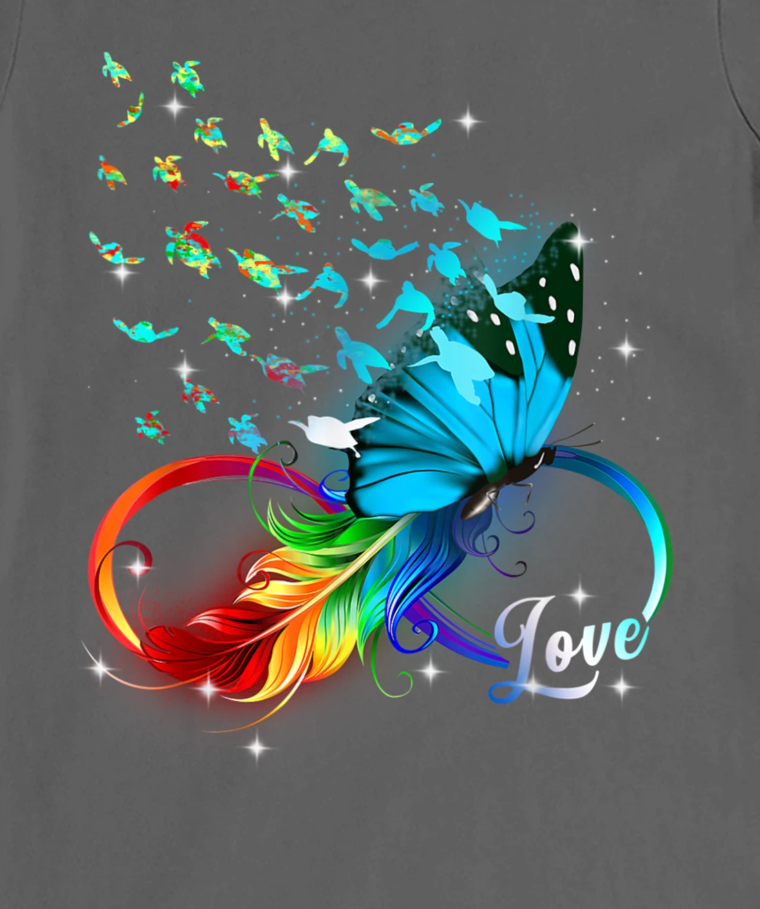 Love Sea Turtle Butterflies Ocean Animal Tortoise Lover T-Shirt, Kid T-Shirt and Women T-Shirt
