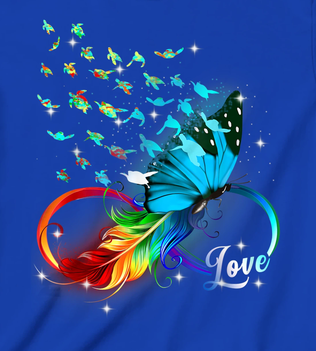 Love Sea Turtle Butterflies Ocean Animal Tortoise Lover T-Shirt, Kid T-Shirt and Women T-Shirt