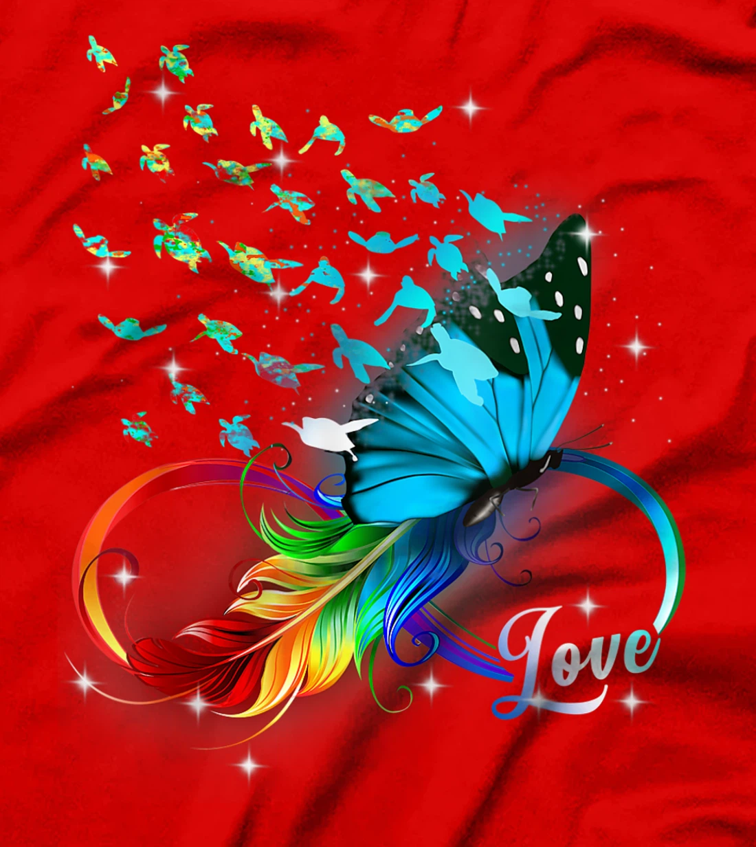 Love Sea Turtle Butterflies Ocean Animal Tortoise Lover T-Shirt, Kid T-Shirt and Women T-Shirt