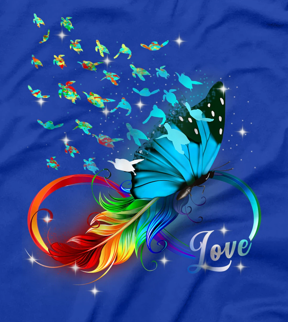 Love Sea Turtle Butterflies Ocean Animal Tortoise Lover T-Shirt, Kid T-Shirt and Women T-Shirt