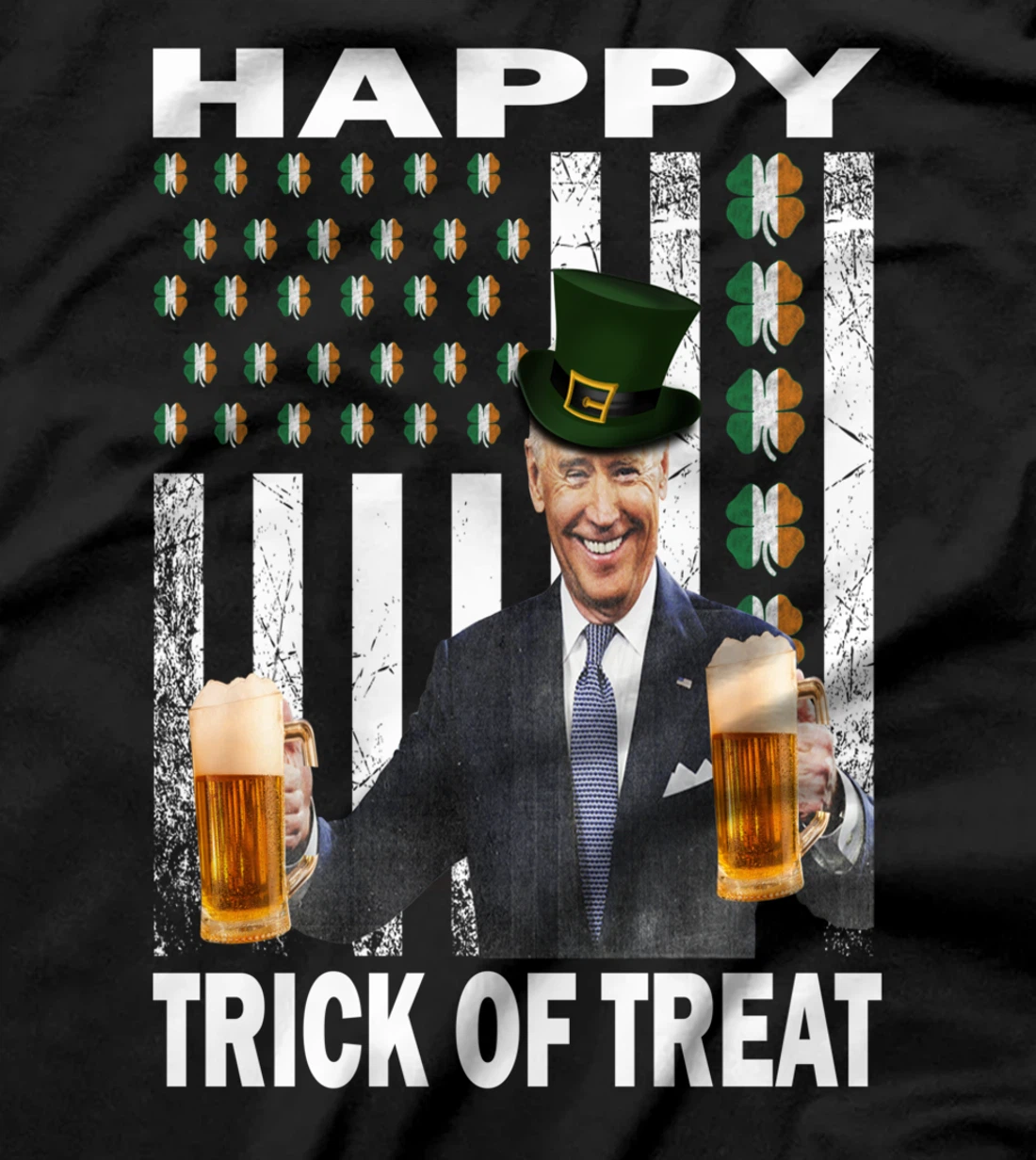 Merry St Patrick's Day Trick Or Treat Biden Leprechaun Ugly T-Shirt