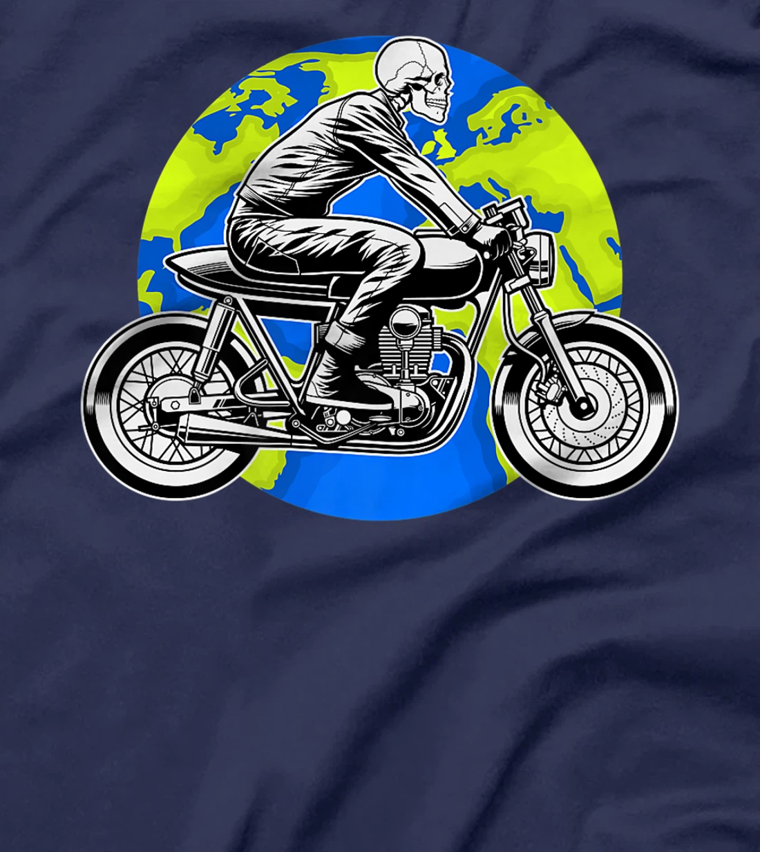 Skeleton Riding Motorcycle Earth Day Cool Save The planet T-Shirt