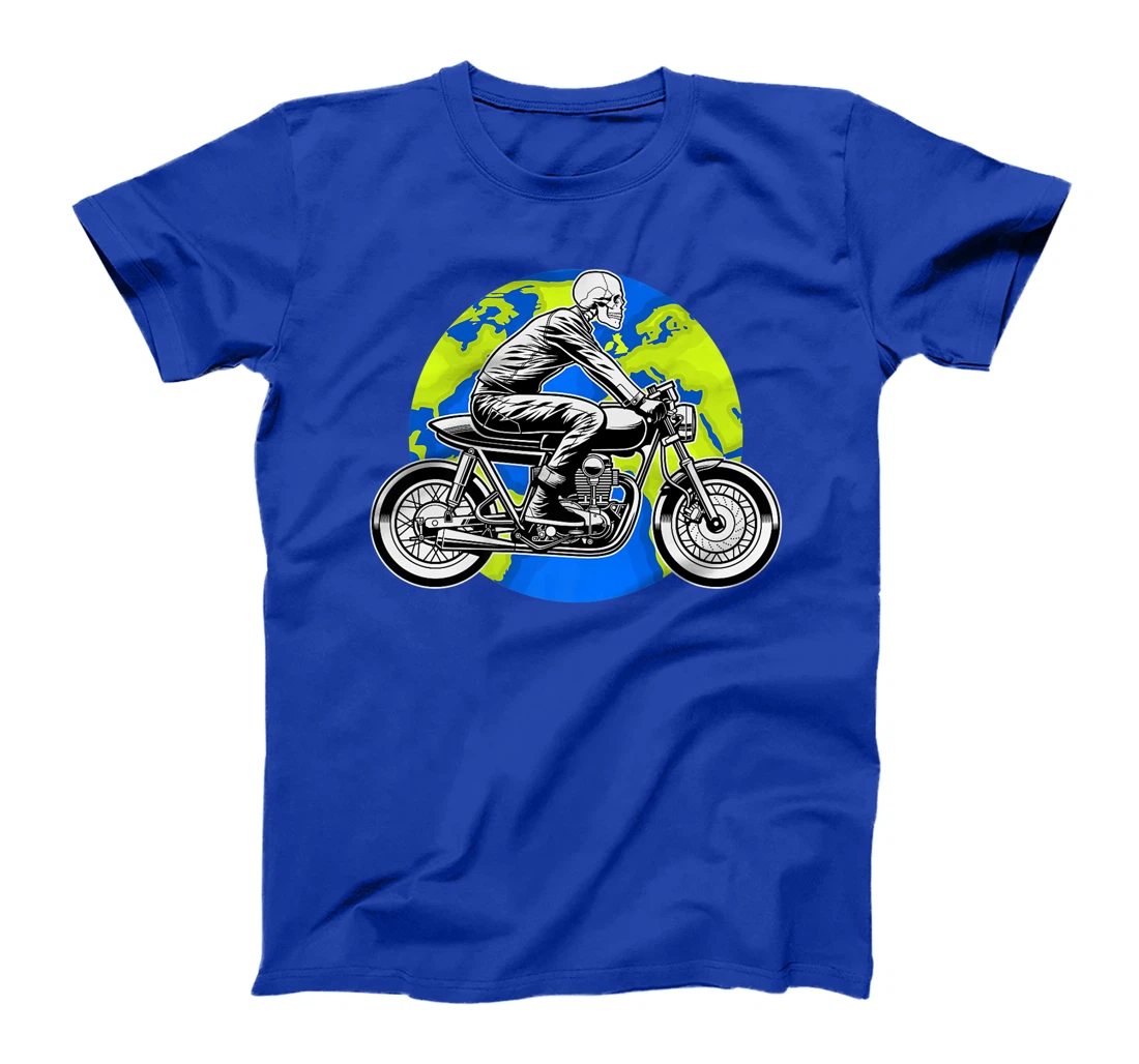 Skeleton Riding Motorcycle Earth Day Cool Save The planet T-Shirt