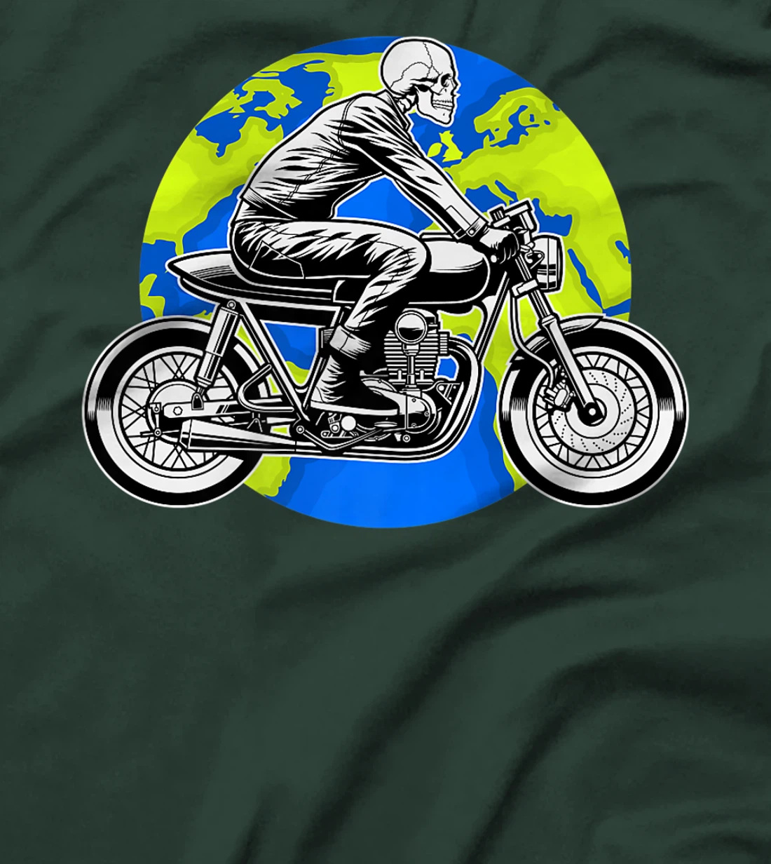 Skeleton Riding Motorcycle Earth Day Cool Save The planet T-Shirt
