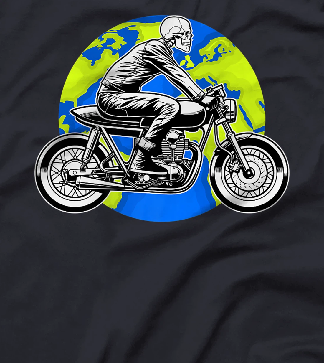 Skeleton Riding Motorcycle Earth Day Cool Save The planet T-Shirt