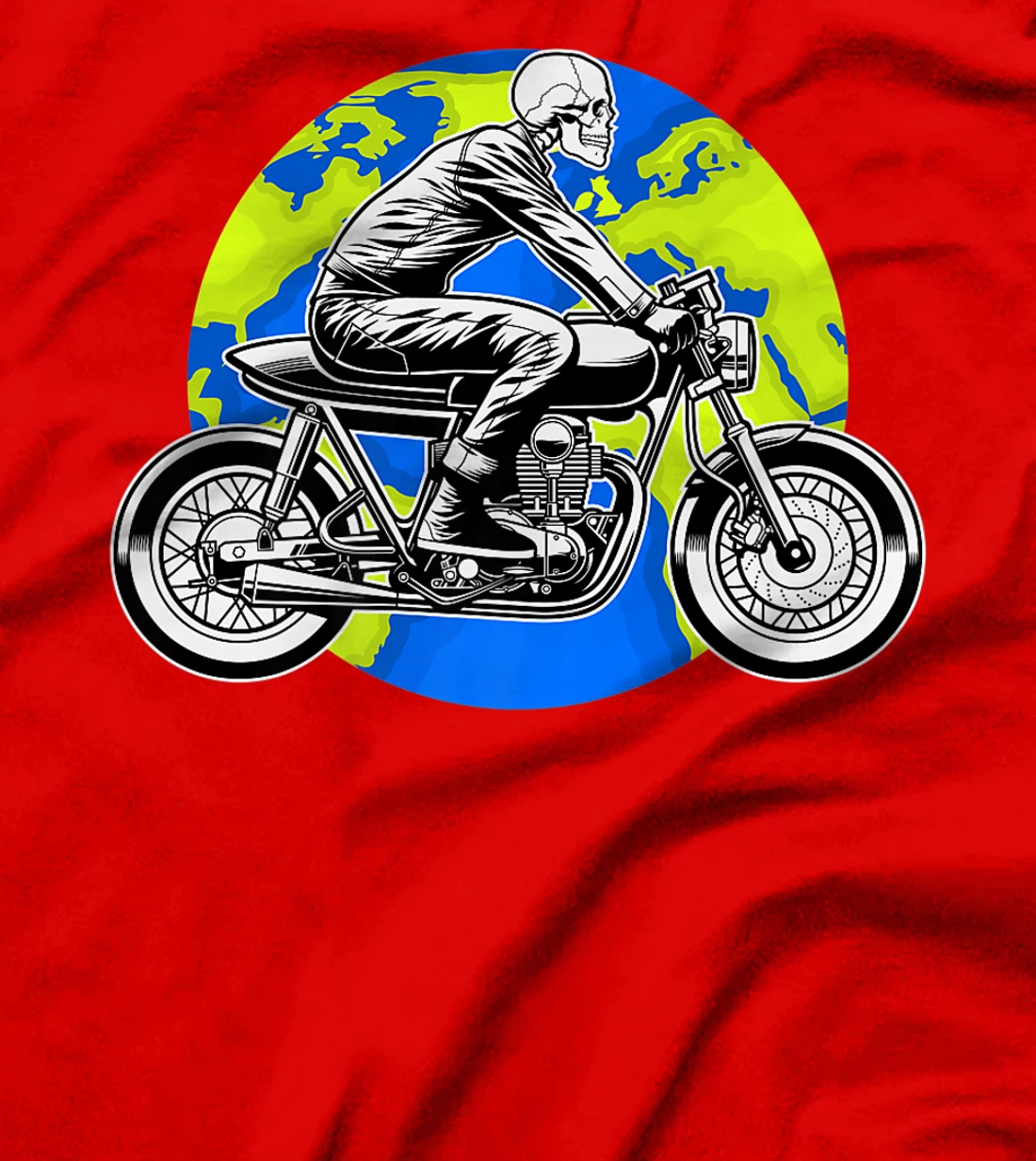 Skeleton Riding Motorcycle Earth Day Cool Save The planet T-Shirt