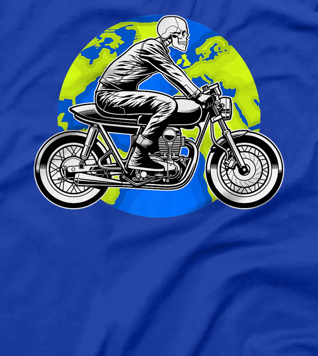 Skeleton Riding Motorcycle Earth Day Cool Save The planet T-Shirt