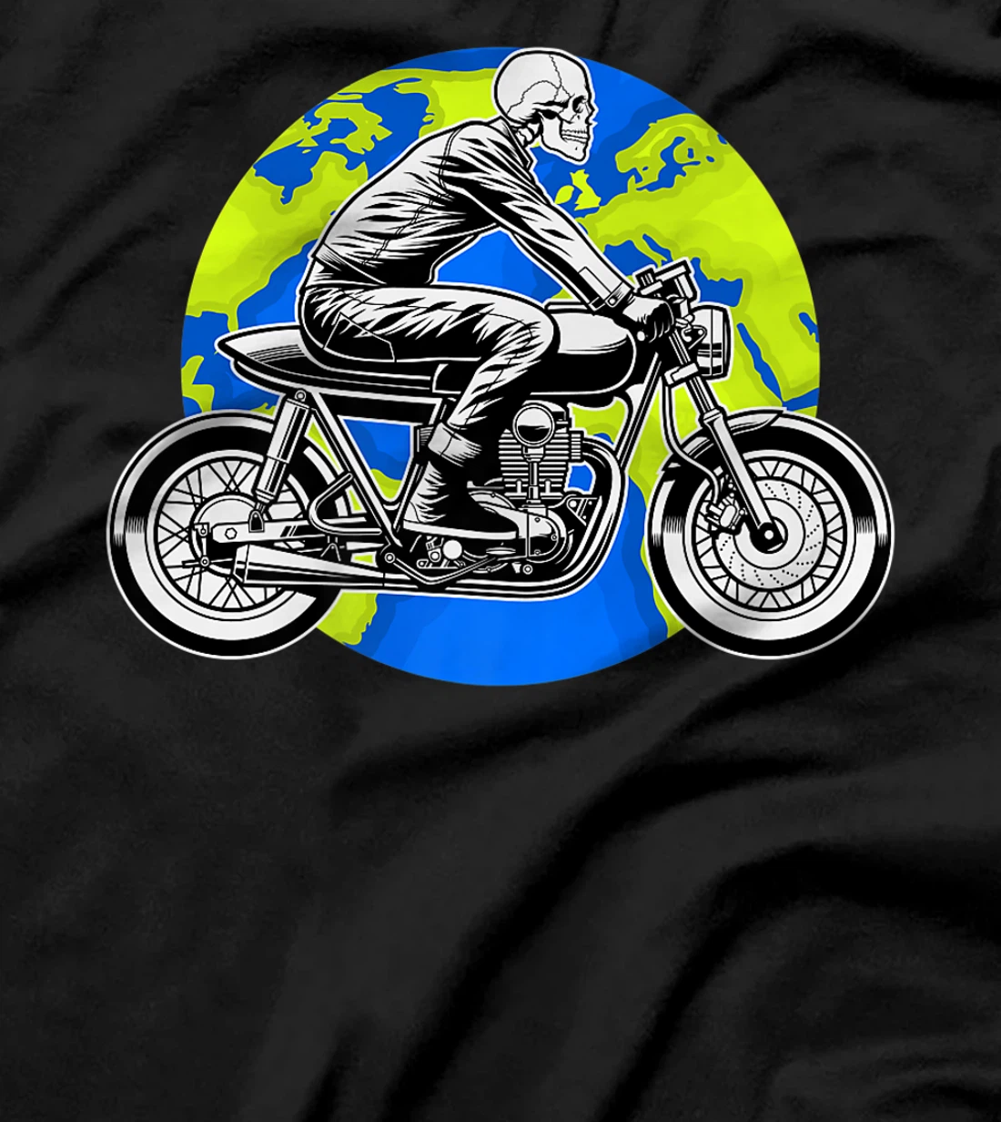Skeleton Riding Motorcycle Earth Day Cool Save The planet T-Shirt