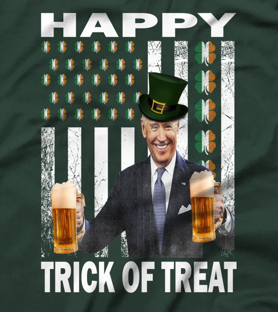 Merry St Patrick's Day Trick Or Treat Biden Leprechaun Ugly T-Shirt