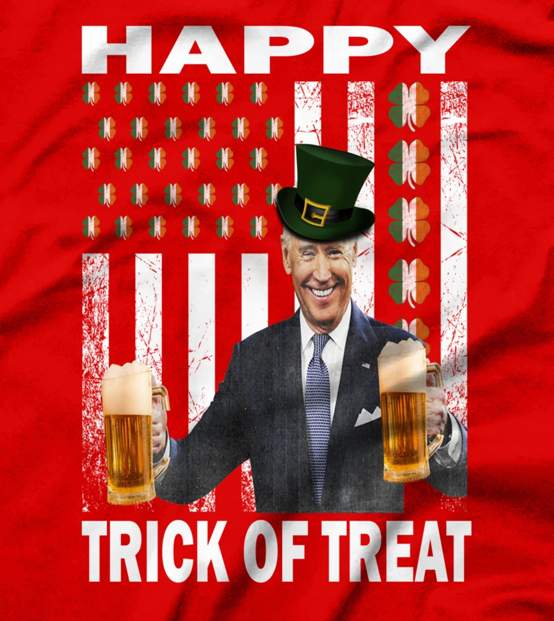 Merry St Patrick's Day Trick Or Treat Biden Leprechaun Ugly T-Shirt