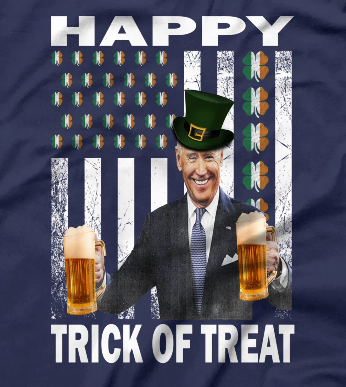 Merry St Patrick's Day Trick Or Treat Biden Leprechaun Ugly T-Shirt