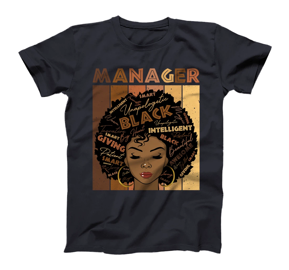 Melanin Manager Afro Hair Black History Month T-Shirt