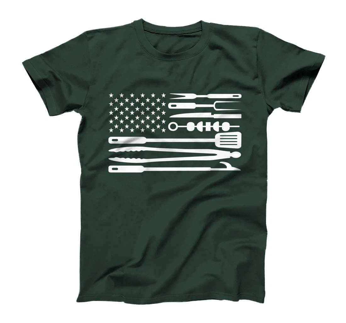BBQ Tools Grill American Flag Patriotic Chef Grilling T-Shirt