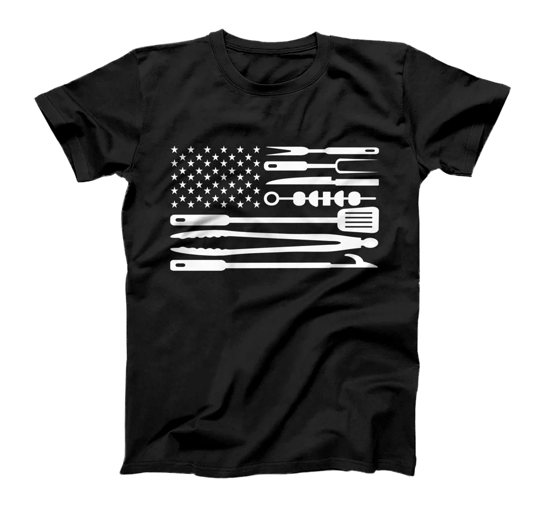BBQ Tools Grill American Flag Patriotic Chef Grilling T-Shirt