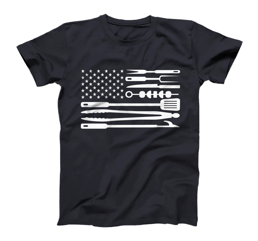 BBQ Tools Grill American Flag Patriotic Chef Grilling T-Shirt