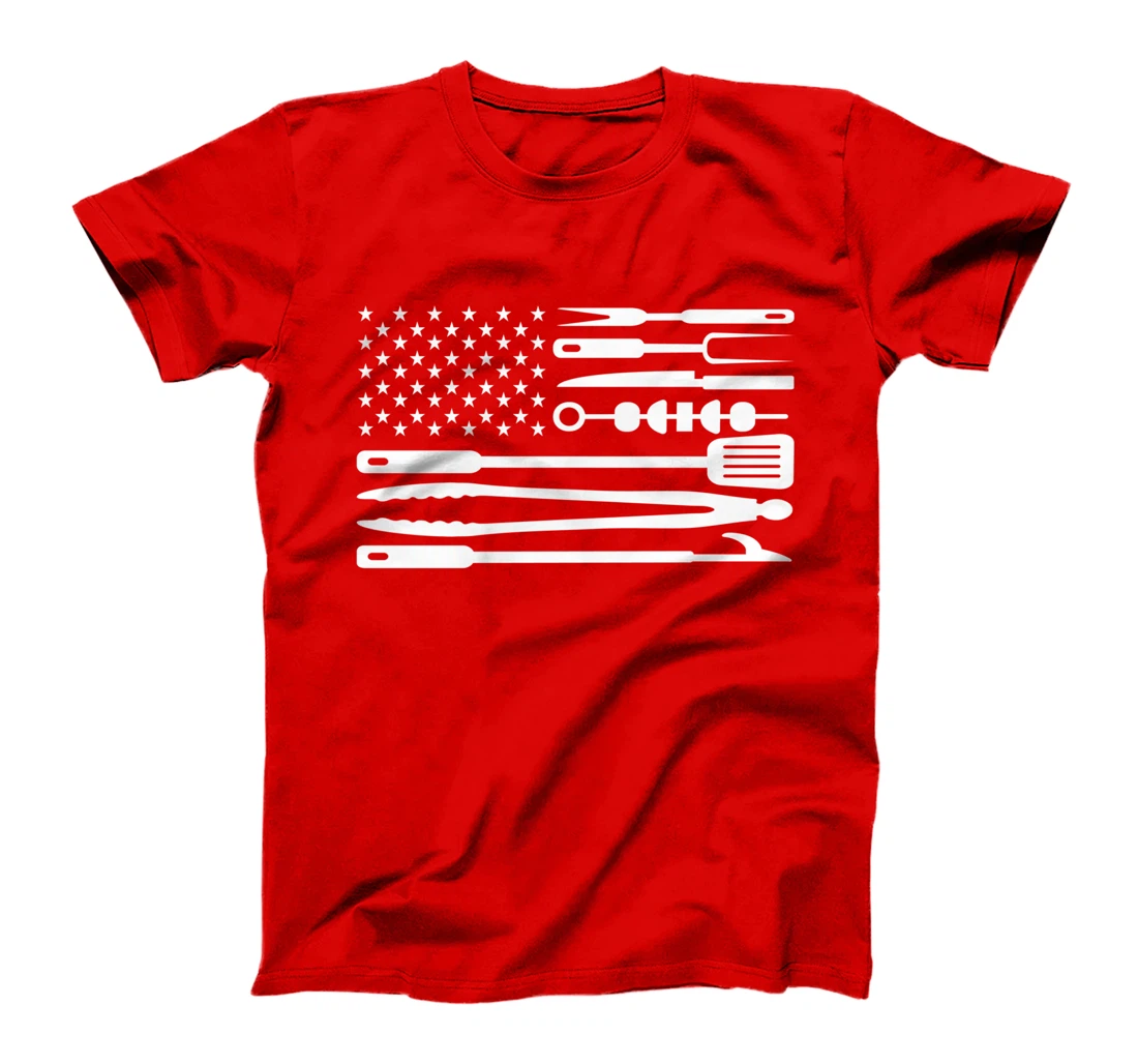 BBQ Tools Grill American Flag Patriotic Chef Grilling T-Shirt