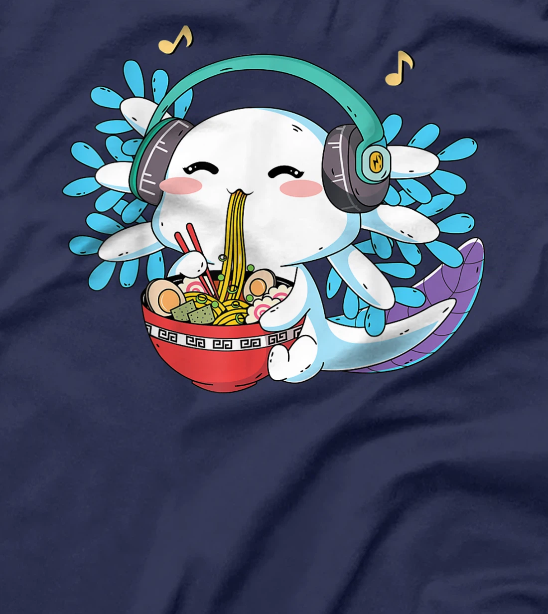 Kawaii Axolotl Eating Ramen Noodles Anime Teen Girls Boys T-Shirt, Kid T-Shirt and Women T-Shirt