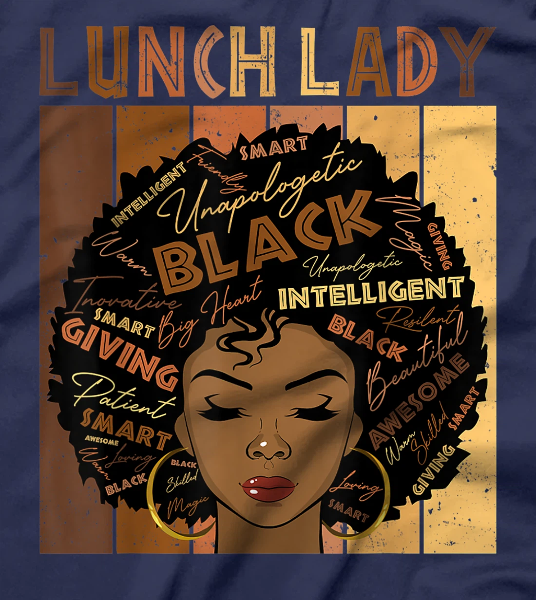 Melanin Lunch Lady Afro Hair Black History Month T-Shirt, Women T-Shirt