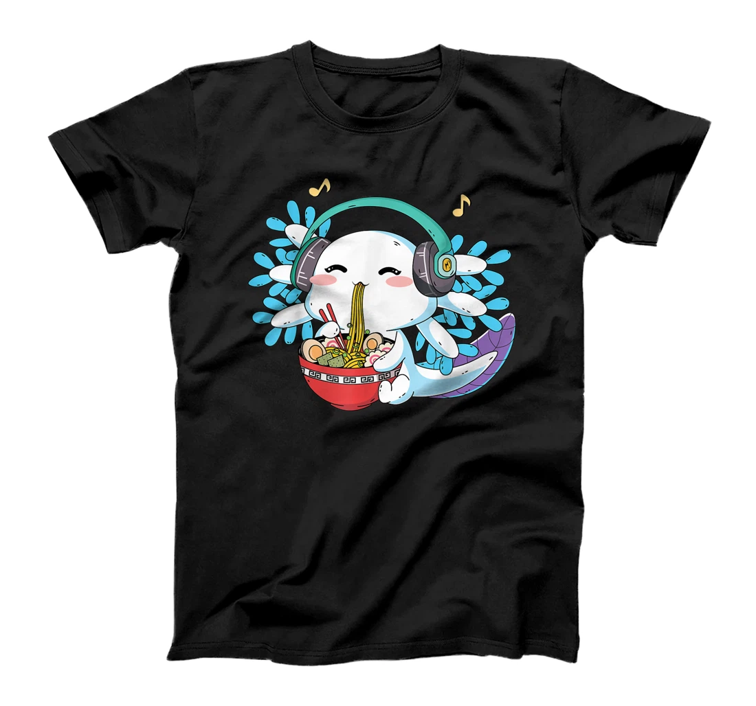 Kawaii Axolotl Eating Ramen Noodles Anime Teen Girls Boys T-Shirt, Kid T-Shirt and Women T-Shirt