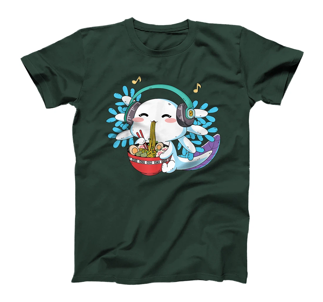 Kawaii Axolotl Eating Ramen Noodles Anime Teen Girls Boys T-Shirt, Kid T-Shirt and Women T-Shirt