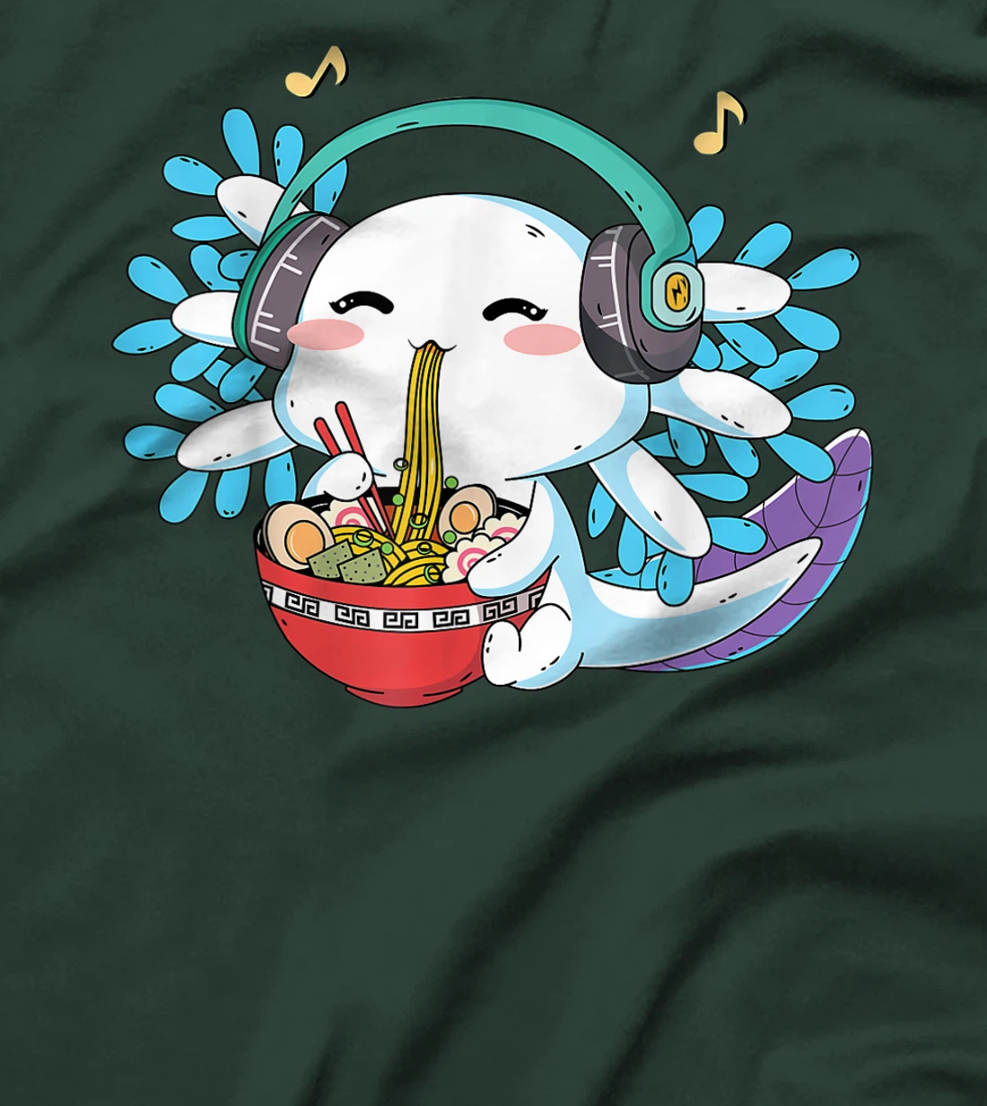 Kawaii Axolotl Eating Ramen Noodles Anime Teen Girls Boys T-Shirt, Kid T-Shirt and Women T-Shirt
