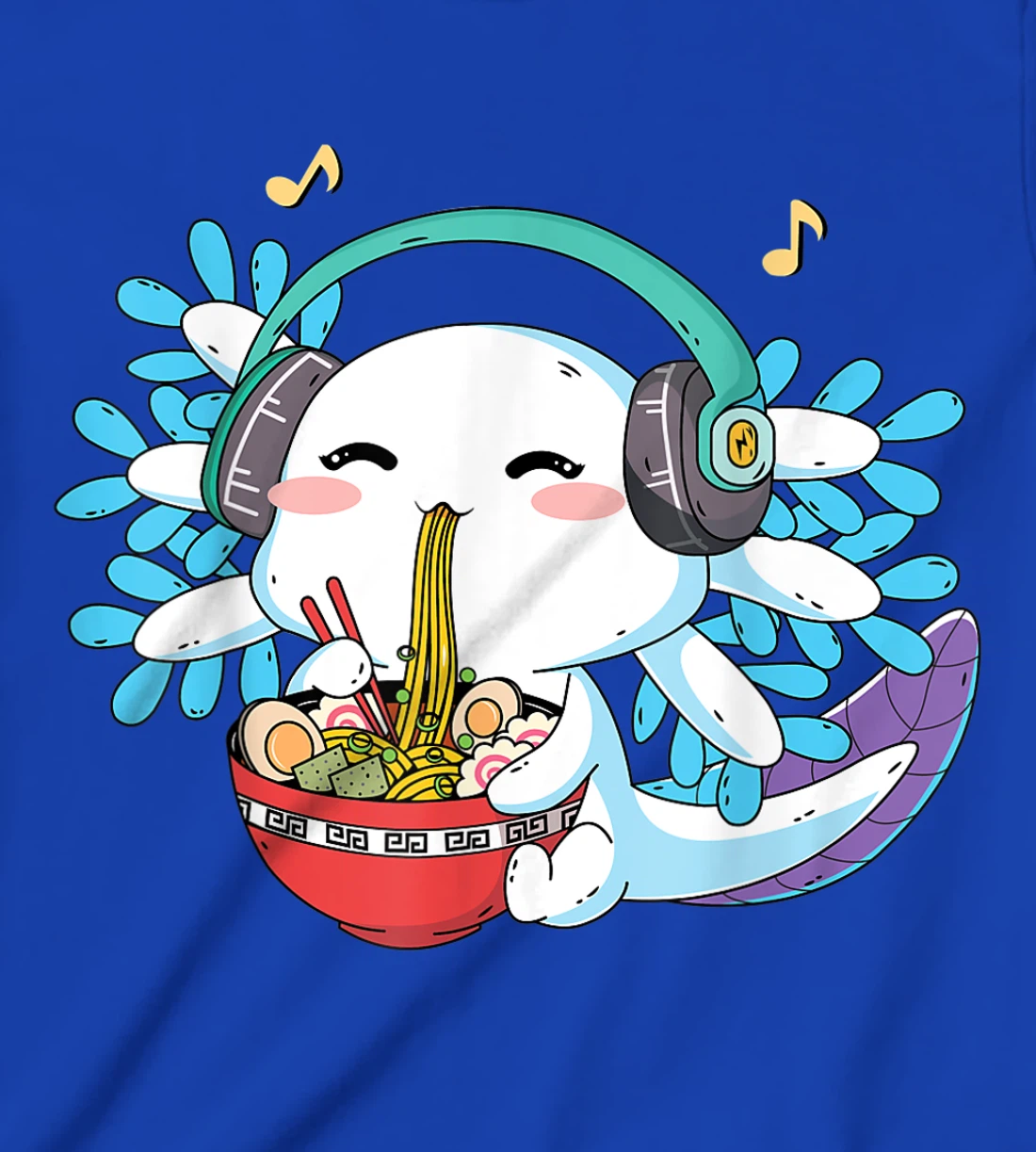 Kawaii Axolotl Eating Ramen Noodles Anime Teen Girls Boys T-Shirt, Kid T-Shirt and Women T-Shirt