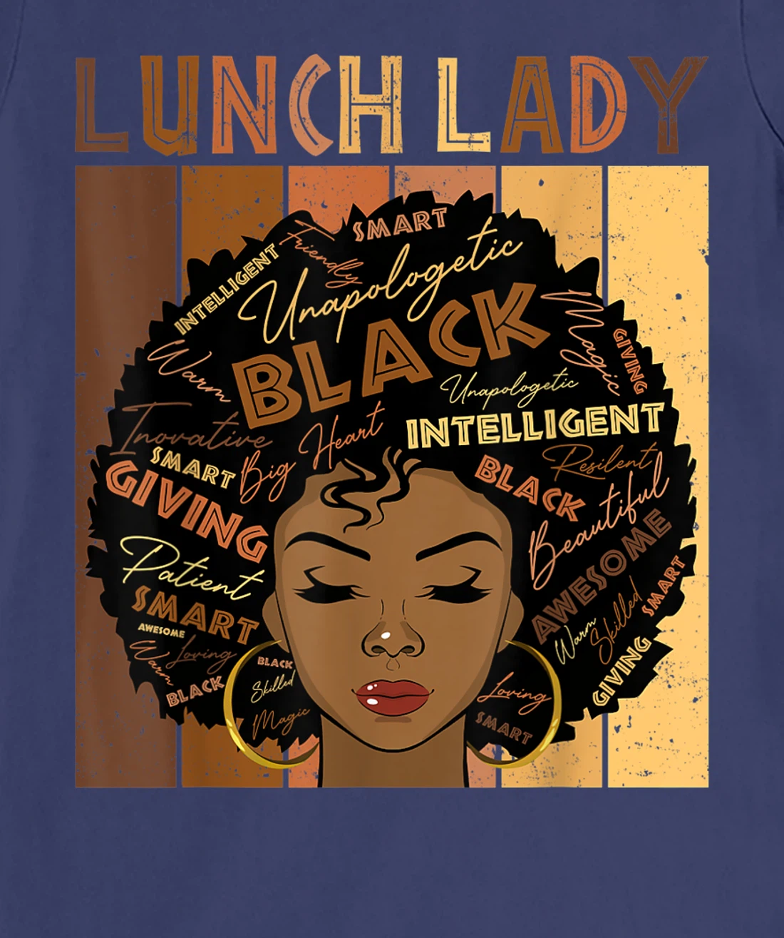 Melanin Lunch Lady Afro Hair Black History Month T-Shirt, Women T-Shirt
