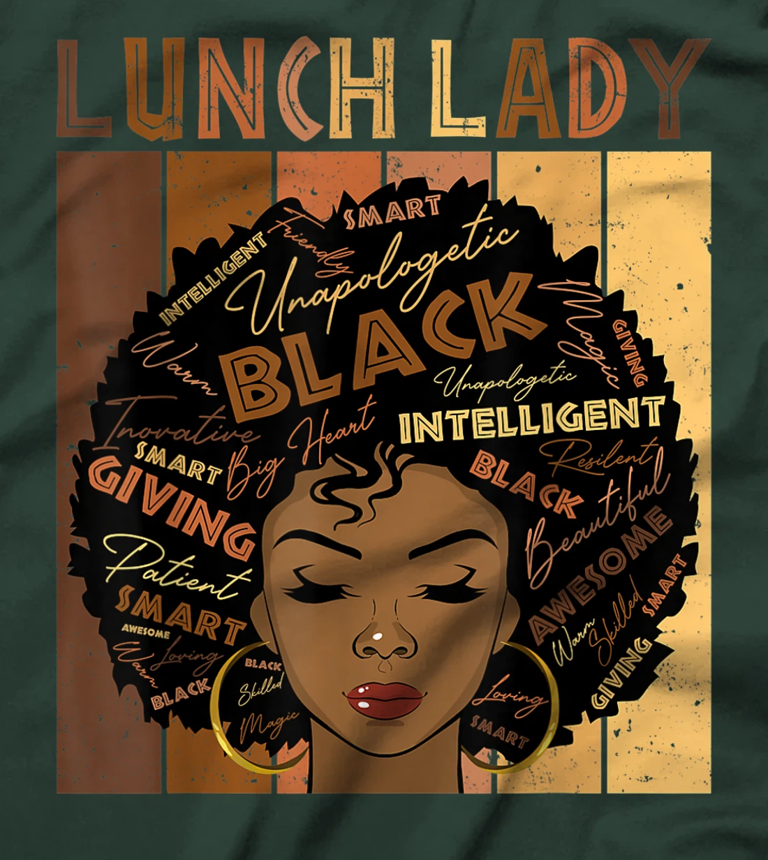Melanin Lunch Lady Afro Hair Black History Month T-Shirt, Women T-Shirt