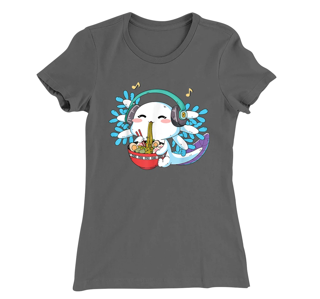 Kawaii Axolotl Eating Ramen Noodles Anime Teen Girls Boys T-Shirt, Kid T-Shirt and Women T-Shirt