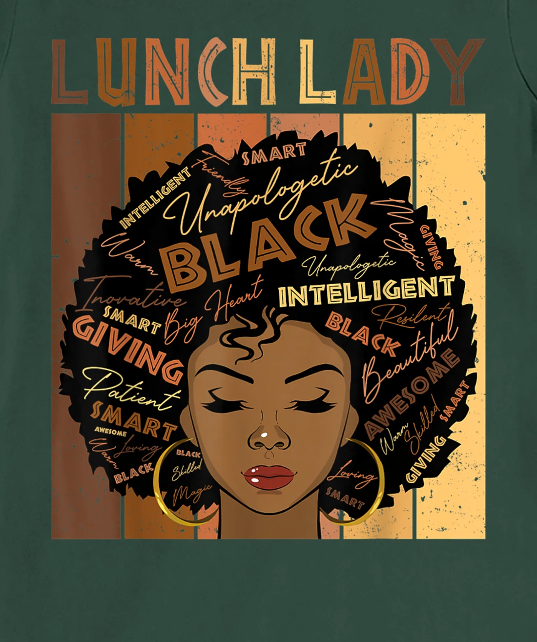 Melanin Lunch Lady Afro Hair Black History Month T-Shirt, Women T-Shirt