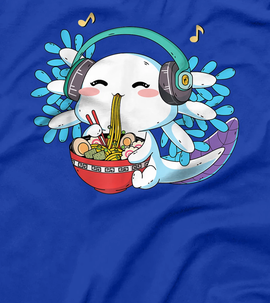 Kawaii Axolotl Eating Ramen Noodles Anime Teen Girls Boys T-Shirt, Kid T-Shirt and Women T-Shirt
