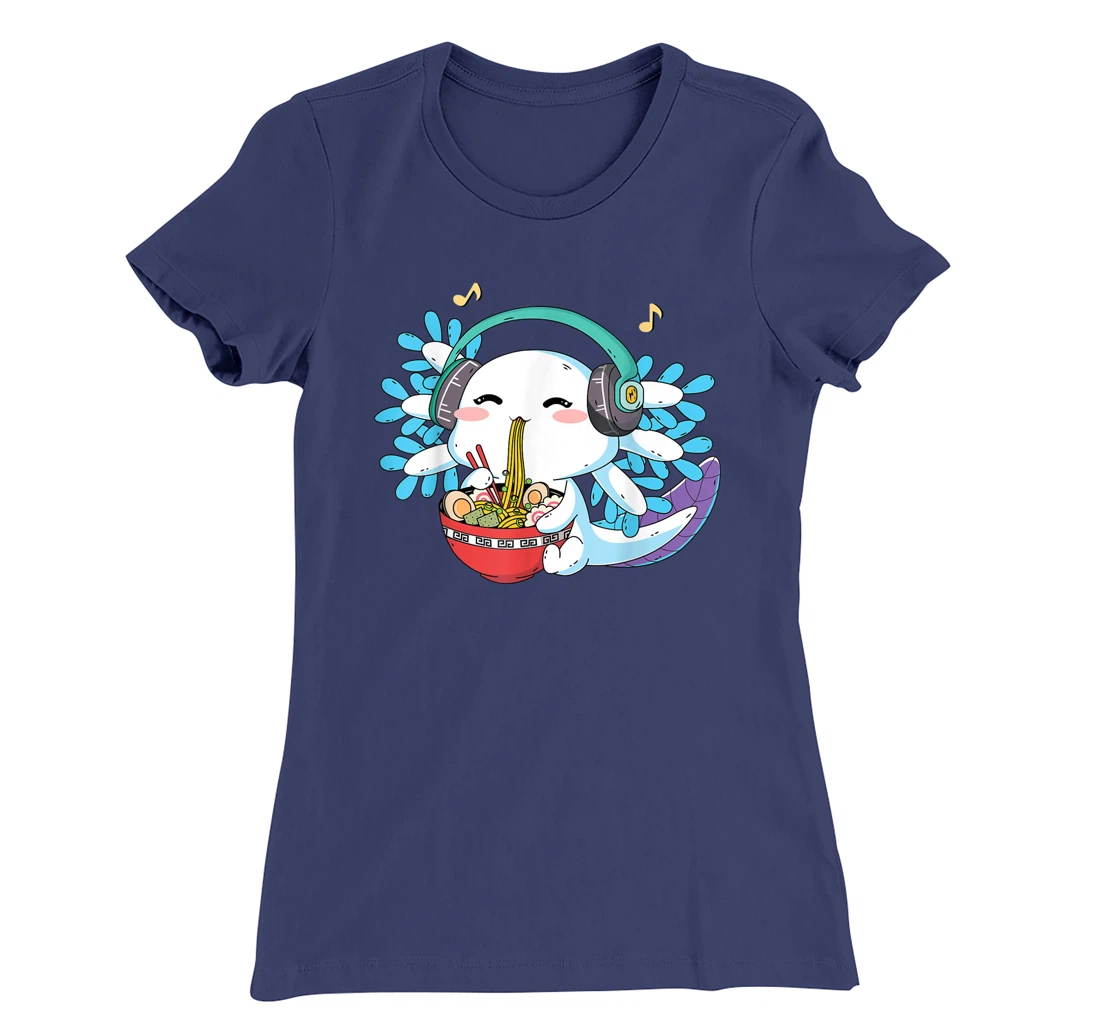 Kawaii Axolotl Eating Ramen Noodles Anime Teen Girls Boys T-Shirt, Kid T-Shirt and Women T-Shirt