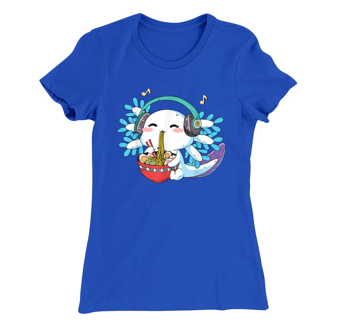 Kawaii Axolotl Eating Ramen Noodles Anime Teen Girls Boys T-Shirt, Kid T-Shirt and Women T-Shirt