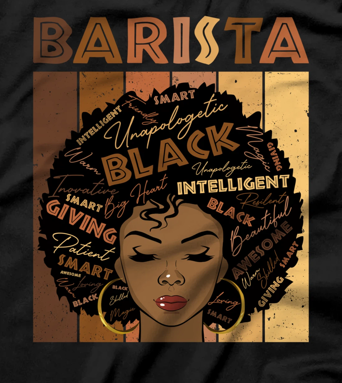 Melanin Barista Afro Hair Black History Month T-Shirt