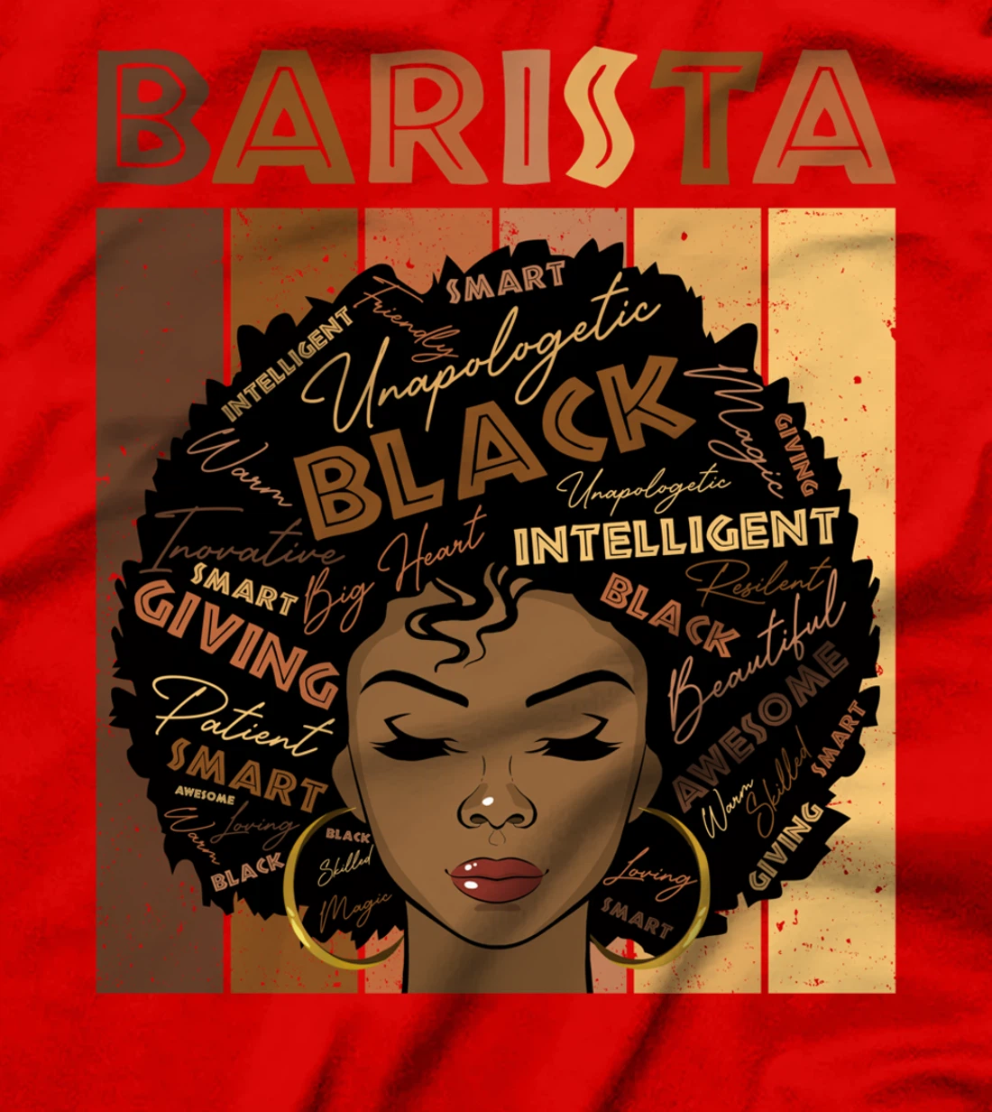 Melanin Barista Afro Hair Black History Month T-Shirt