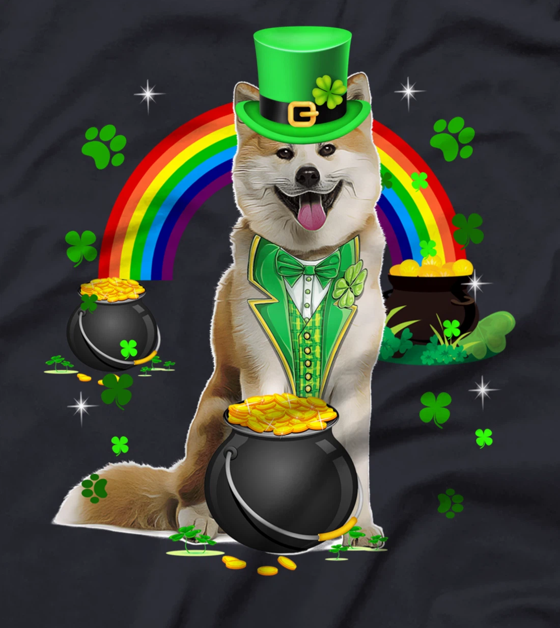 Funny Shiba Inud Leprechaun Shamrock St. Patrick's Day T-Shirt