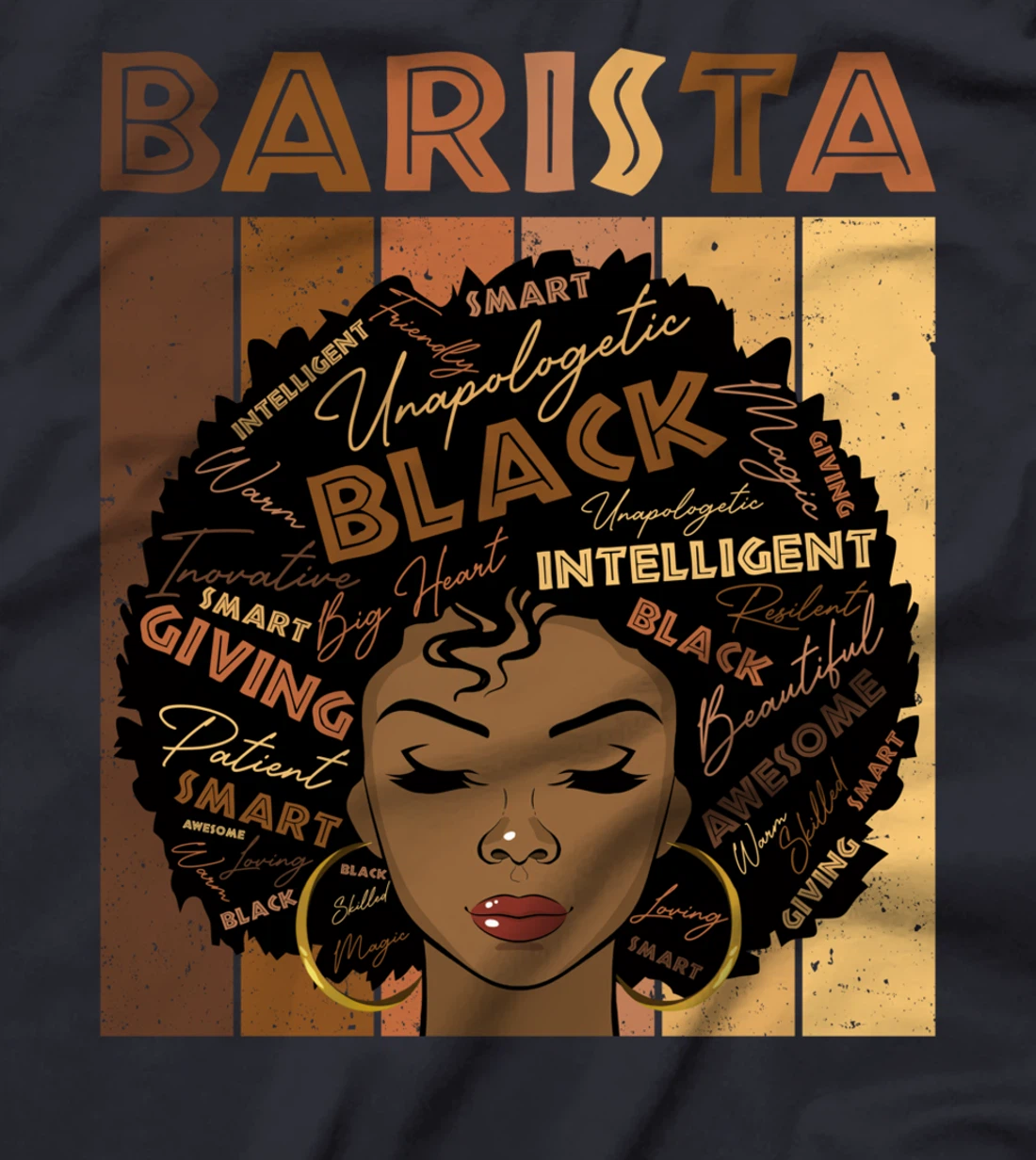 Melanin Barista Afro Hair Black History Month T-Shirt