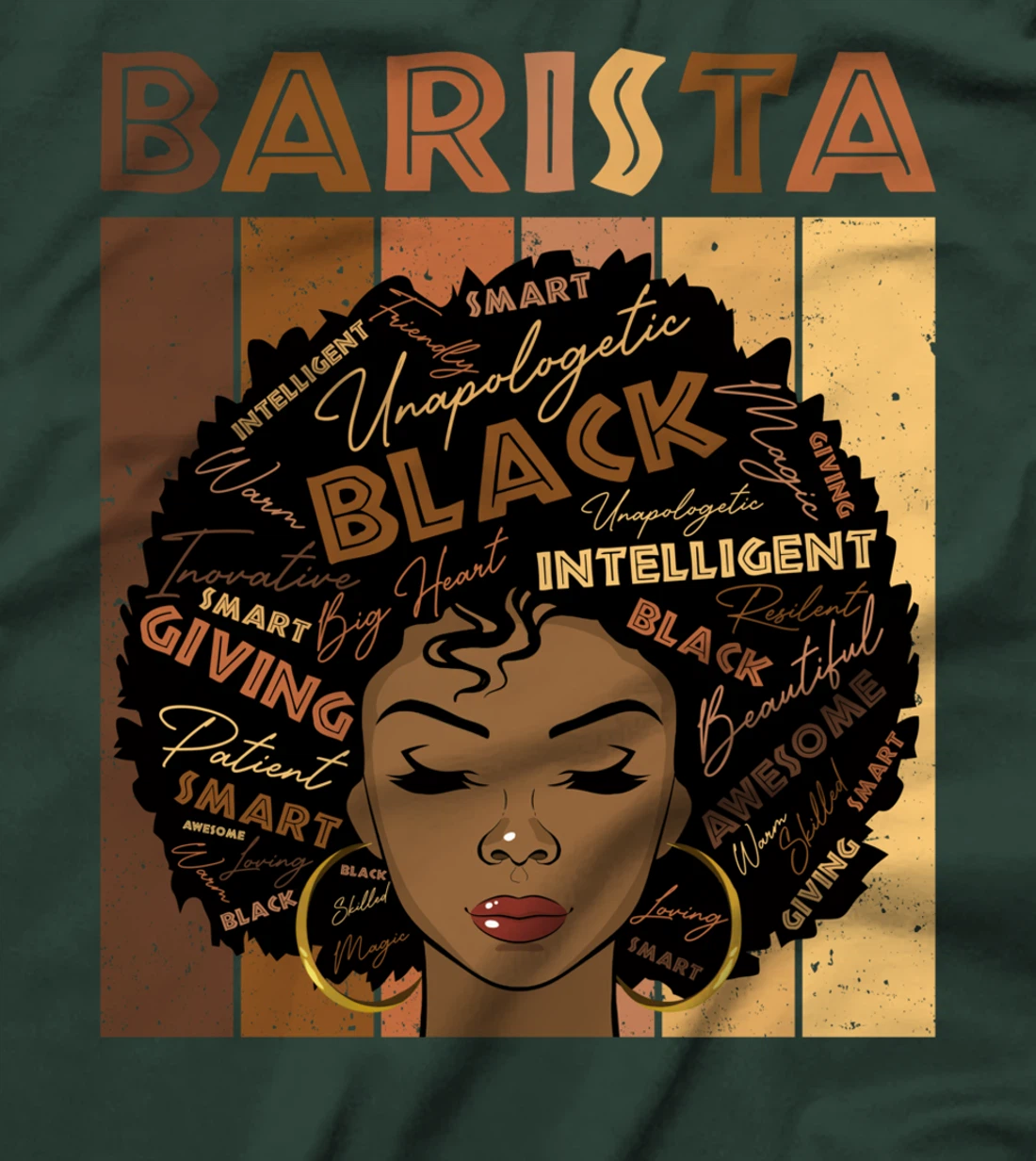 Melanin Barista Afro Hair Black History Month T-Shirt