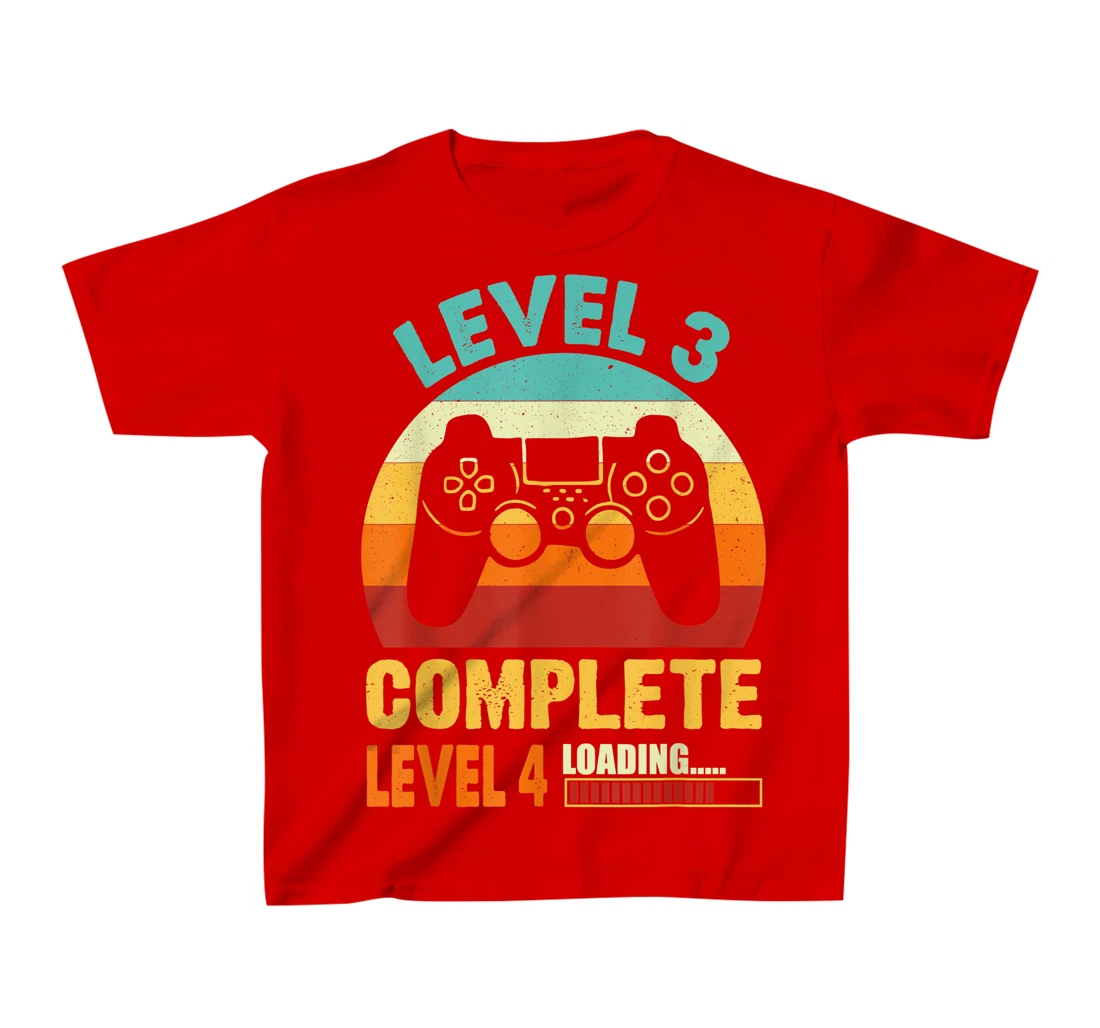 Vintage Level 3 Complete Level 4 Loading Funny Video Gamer T-Shirt, Kid T-Shirt and Women T-Shirt