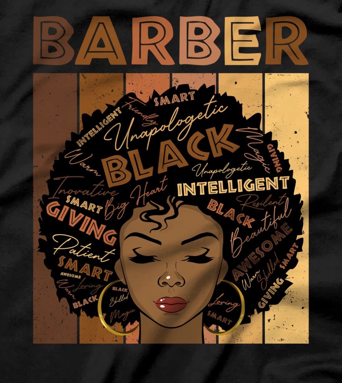 Melanin Barber Afro Hair Black History Month T-Shirt