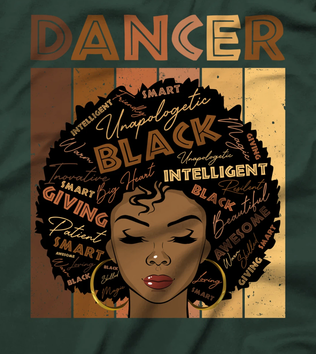 Melanin Dancer Afro Hair Black History Month T-Shirt