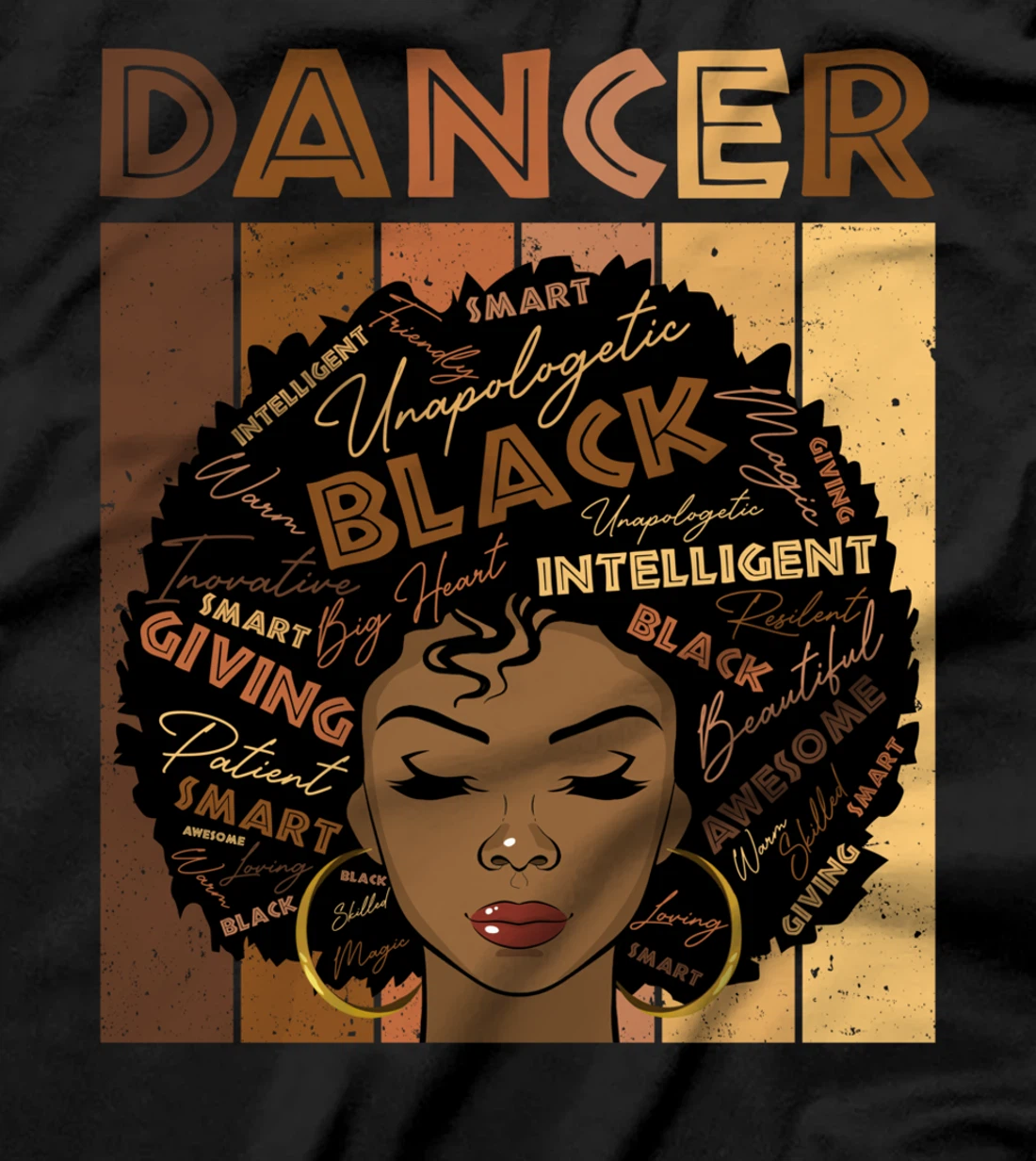 Melanin Dancer Afro Hair Black History Month T-Shirt