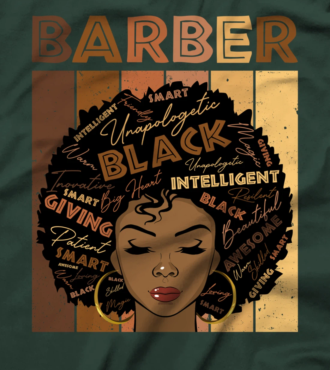 Melanin Barber Afro Hair Black History Month T-Shirt