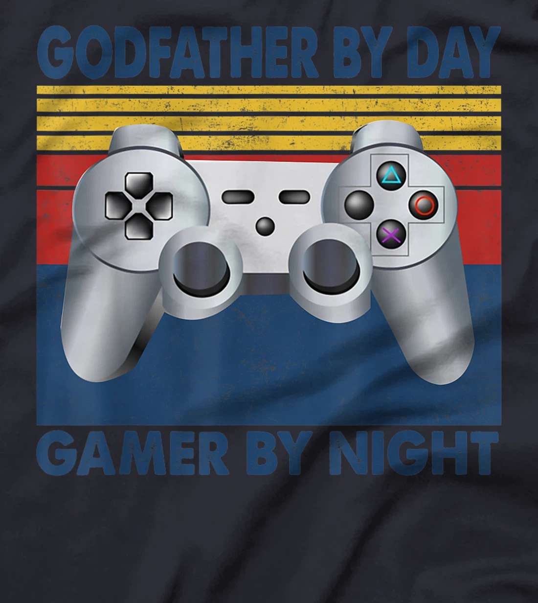 Mens Godfather By Day Gamer By Night Funny Godfather Vintage T-Shirt