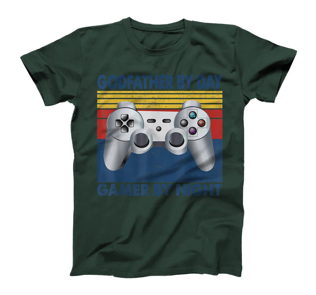 Mens Godfather By Day Gamer By Night Funny Godfather Vintage T-Shirt