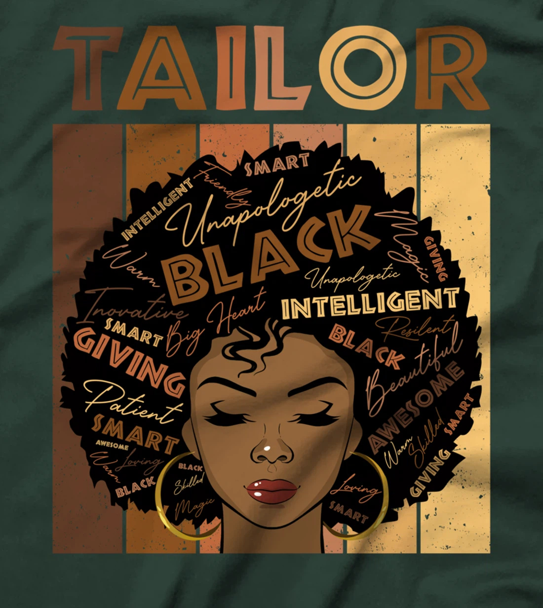 Melanin Tailor Afro Hair Black History Month T-Shirt
