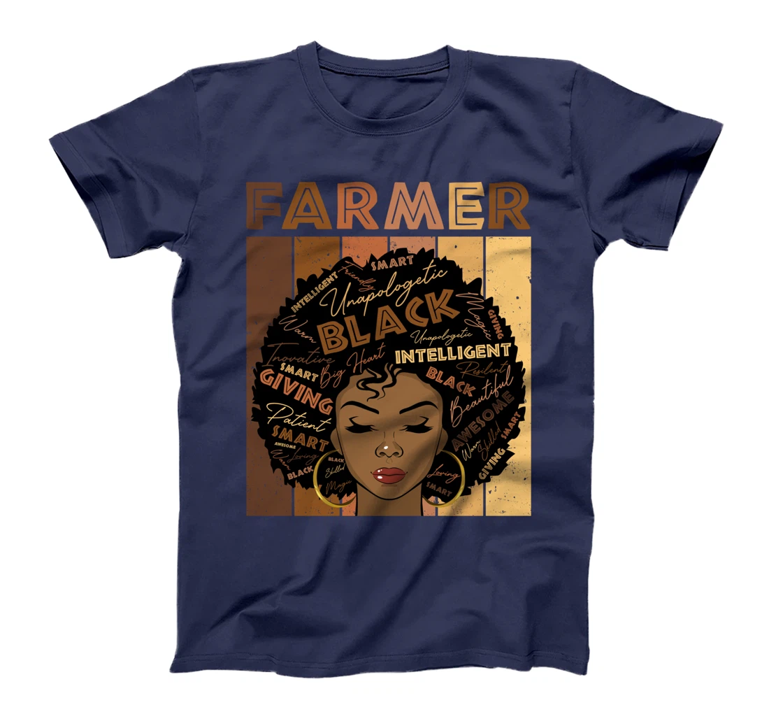 Melanin Farmer Afro Hair Black History Month T-Shirt