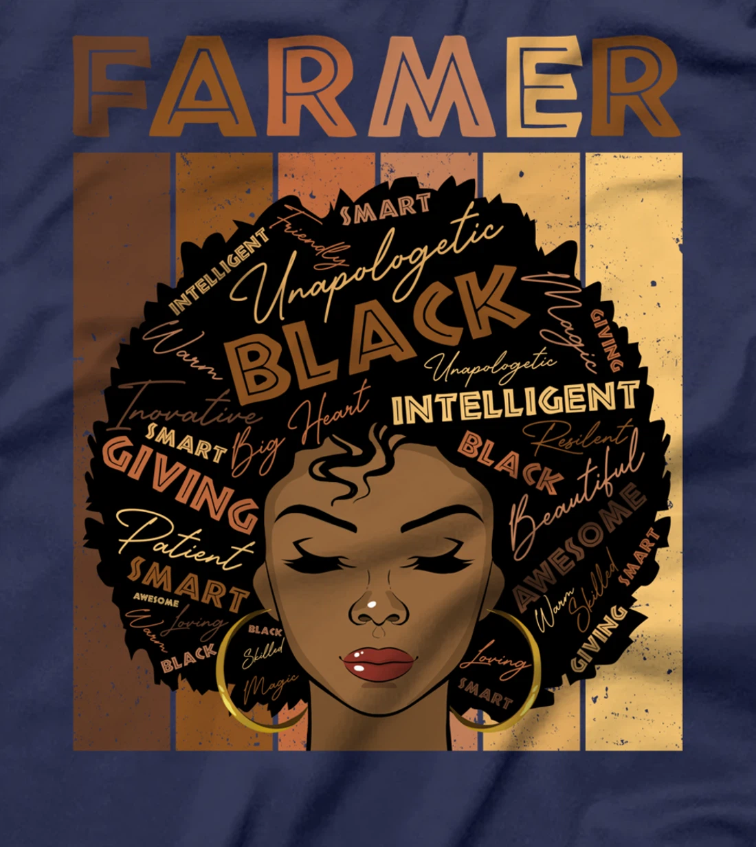 Melanin Farmer Afro Hair Black History Month T-Shirt