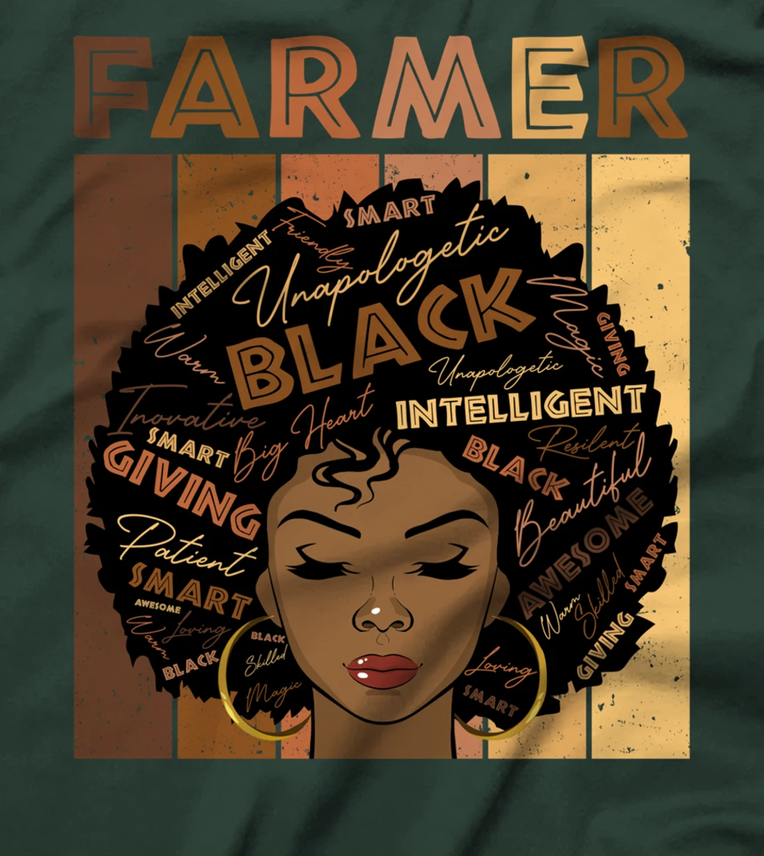 Melanin Farmer Afro Hair Black History Month T-Shirt