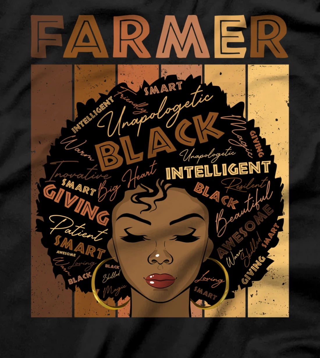 Melanin Farmer Afro Hair Black History Month T-Shirt